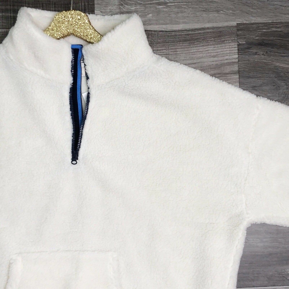 J. Crew Factory Sherpa Pullover Quarter Zip White Fleece Shirt XXL New - Picture 5 of 8